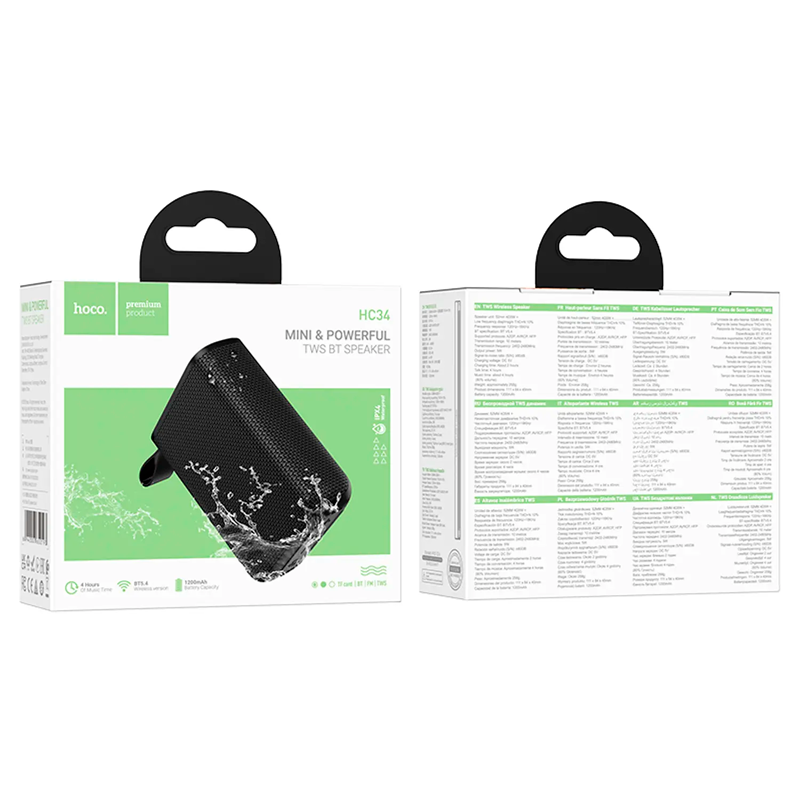 Parlante Bluetooth Hoco Hc34 Fm Tf Tws Negro – imagen 3