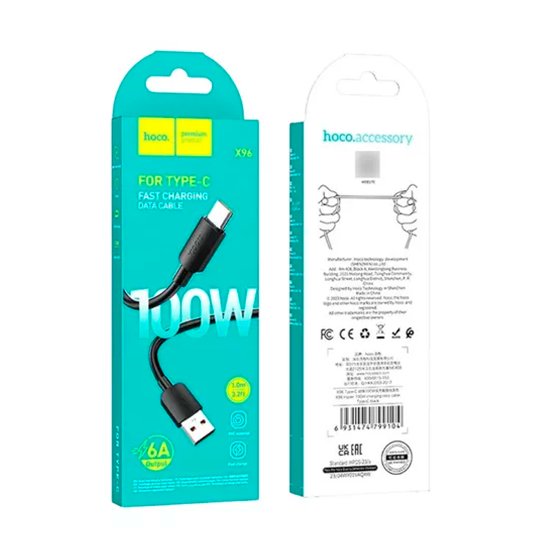 Cable Usb a Tipo C 100w Hoco X96 1 Metro Negro – imagen 3