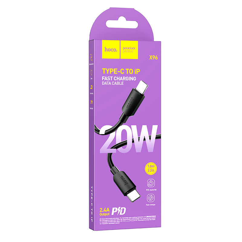 Cable Tipo C a Lightning 20w Hoco X96 Negro – imagen 3
