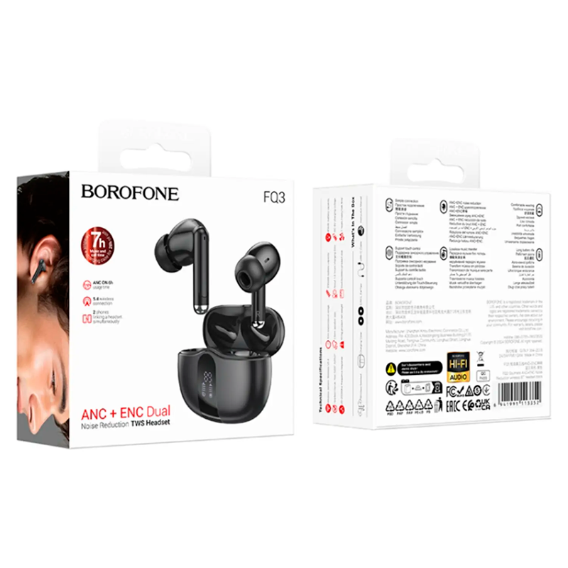 Audífonos In Ear Bluetooth Borofone Tws Fq3 Soulmate Anc Negro – imagen 3