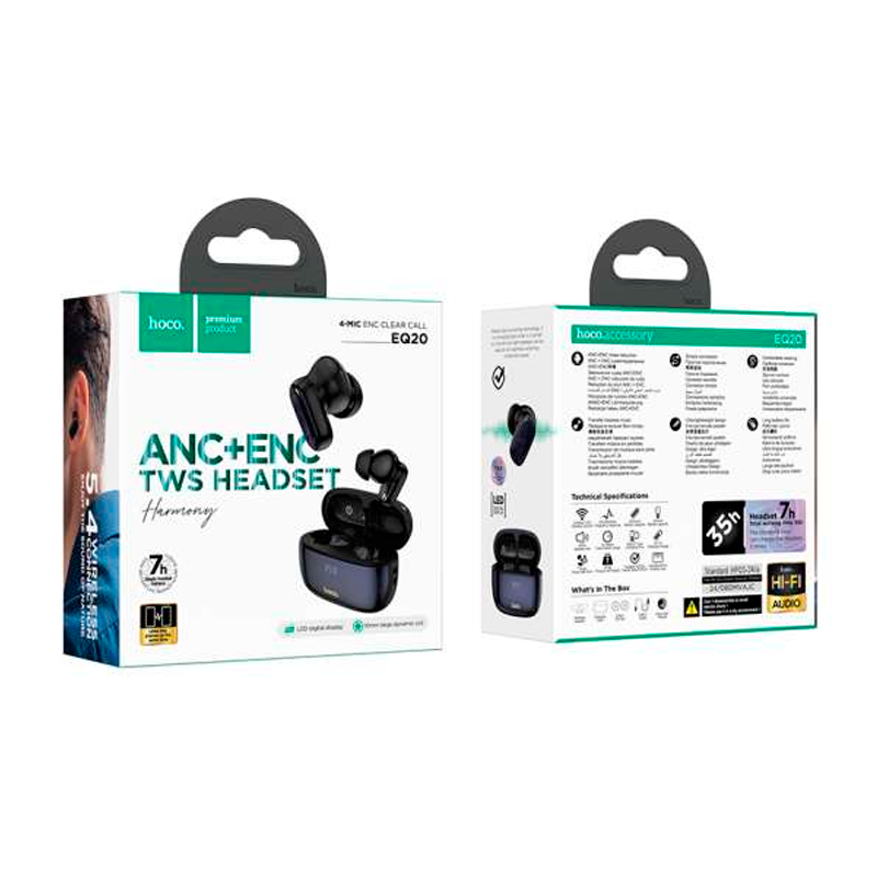 Audífonos In Ear Bluetooth Hoco Eq20 Anc Enc Negro – imagen 3