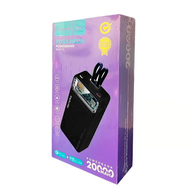 Bateria Portatil Powerbank Motomo Mo-036 20.000 Mah Negro – imagen 3