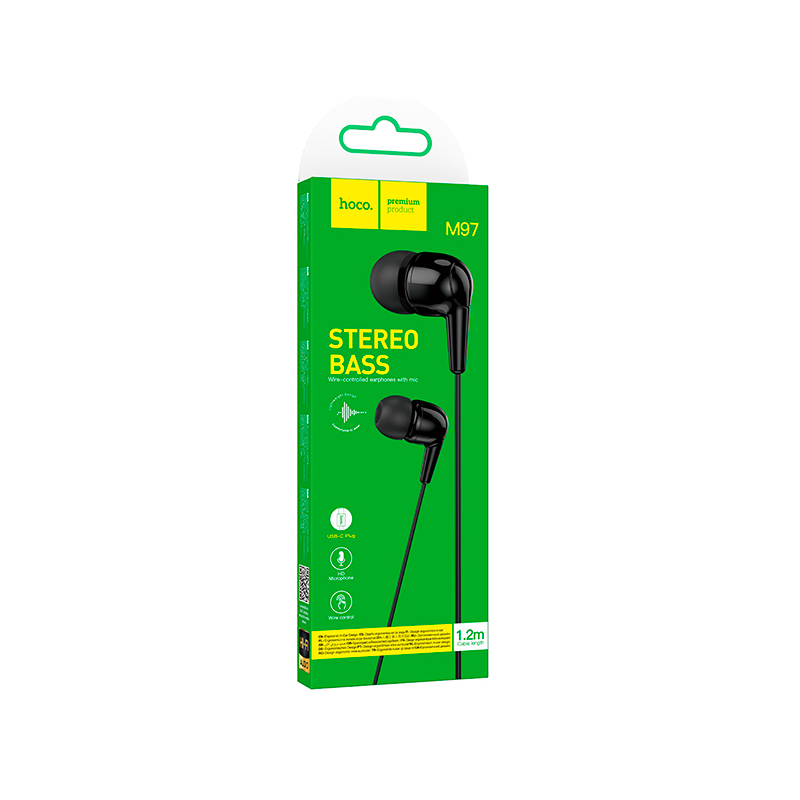 Audífonos In Ear Hoco M97 Enjoy Tipo C Negro – imagen 3