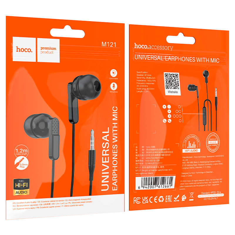 Audífonos In Ear Hoco M121 3.5mm Bright Negro – imagen 3