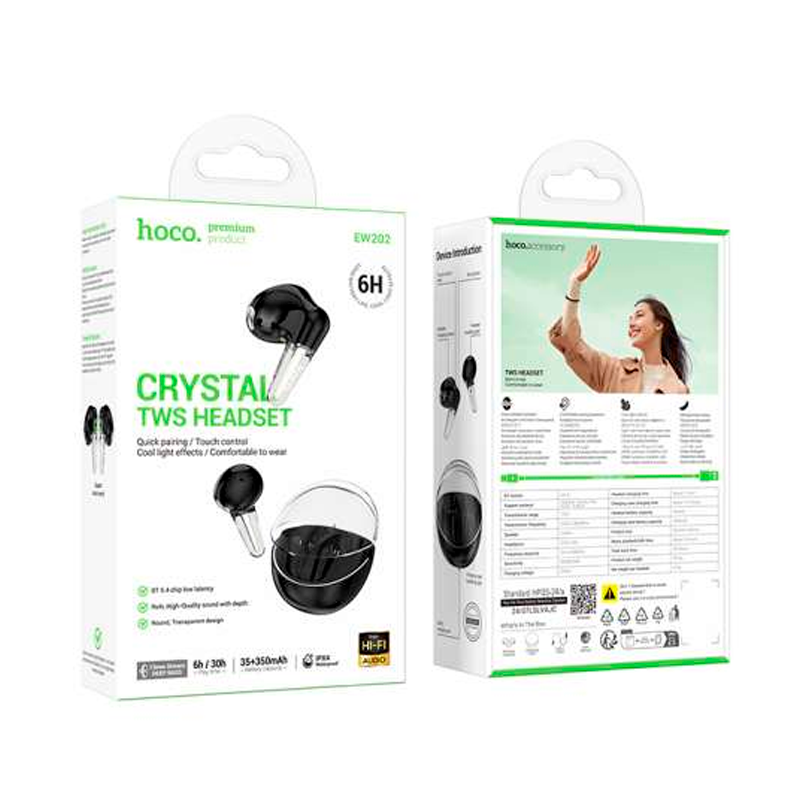 Audífonos In Ear Bluetooth Hoco Ew202 Negro – imagen 3