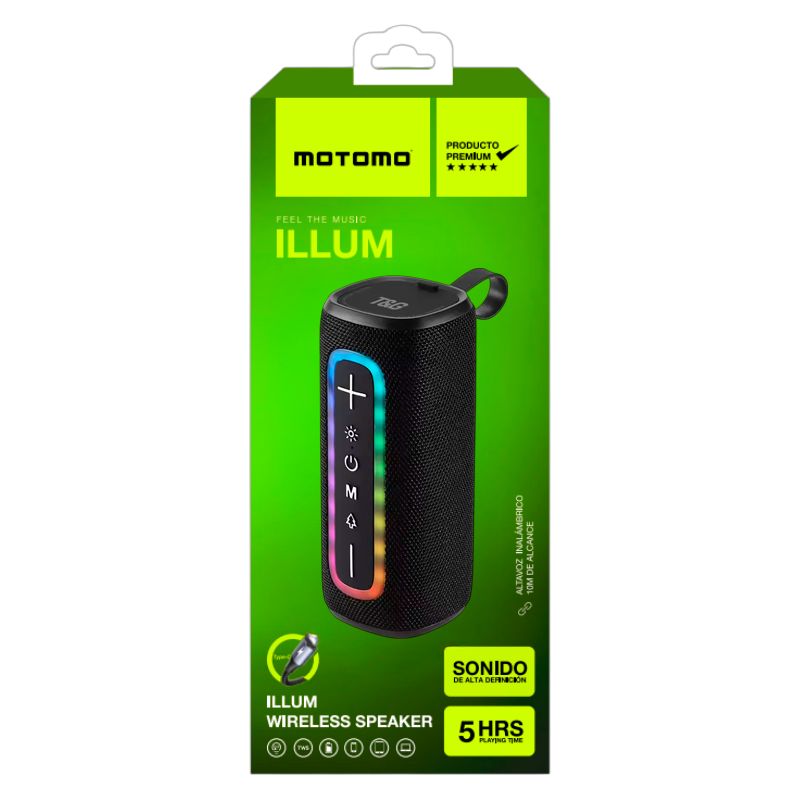 Parlante Bluetooth Motomo Illum Rgb Negro – imagen 3