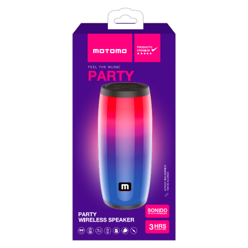 Parlante Bluetooth Motomo Party Led Negro – imagen 2