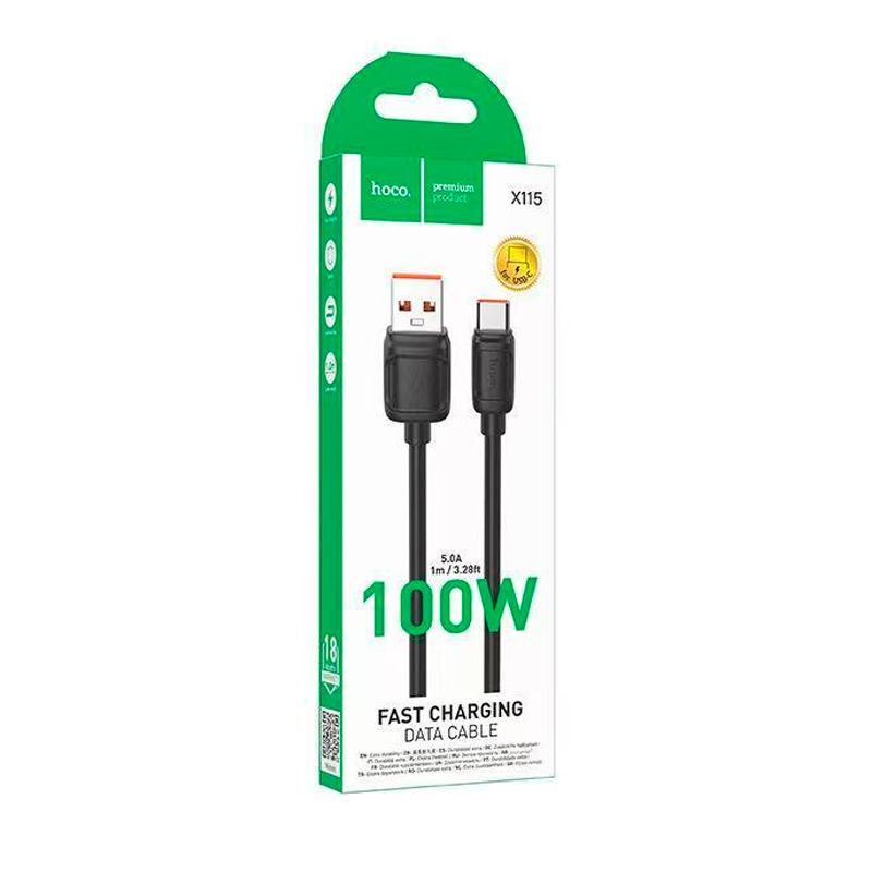 Cable Usb a Tipo C Hoco X115 100w 1 Metro Negro – imagen 3