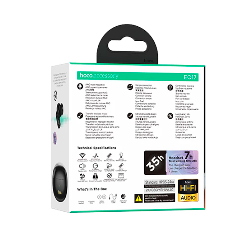 Audífonos Bluetooth In Ear Hoco Eq17 Anc Negro – imagen 3