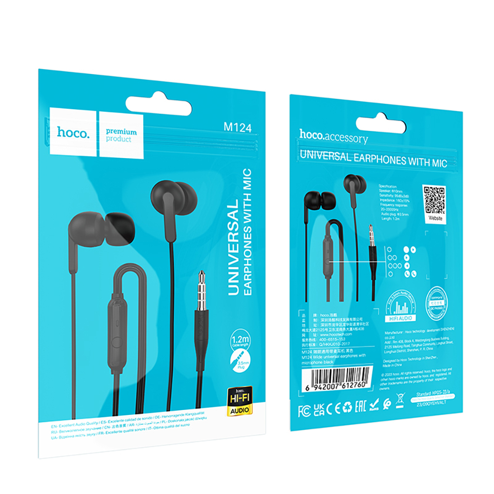 Audífonos In Ear Hoco M124 Wide 3.5mm Negro – imagen 3