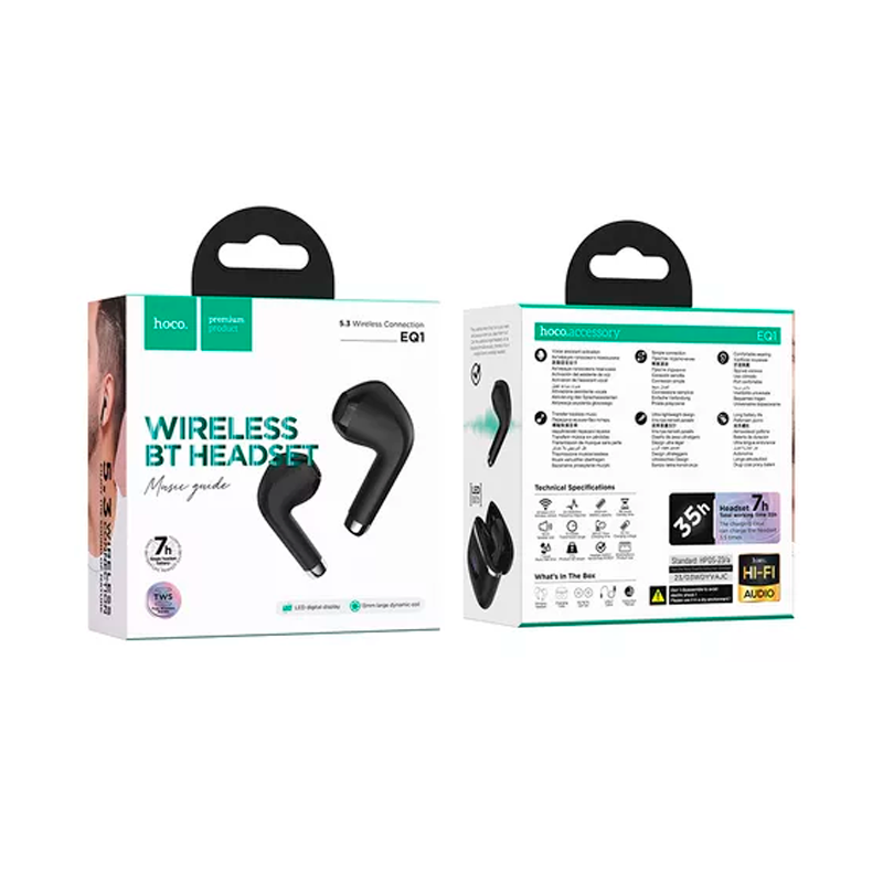 Audífonos In Ear Bluetooth Hoco Eq1 Negro – imagen 3