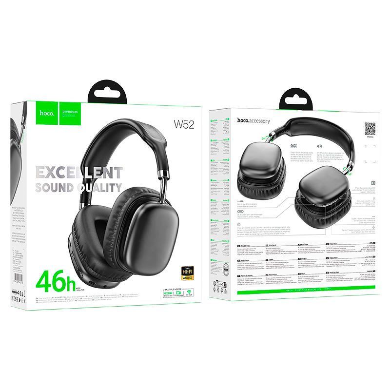 Audífonos Bluetooth Headset Hoco W52 Negro – imagen 3