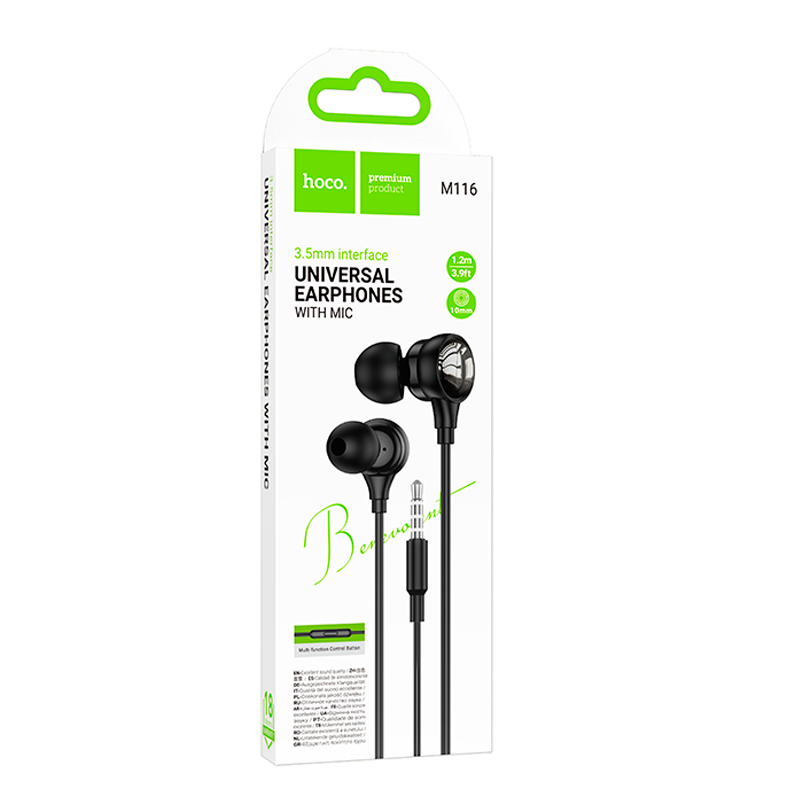 Audífonos In Ear Hoco M116 Microfono Negro – imagen 3