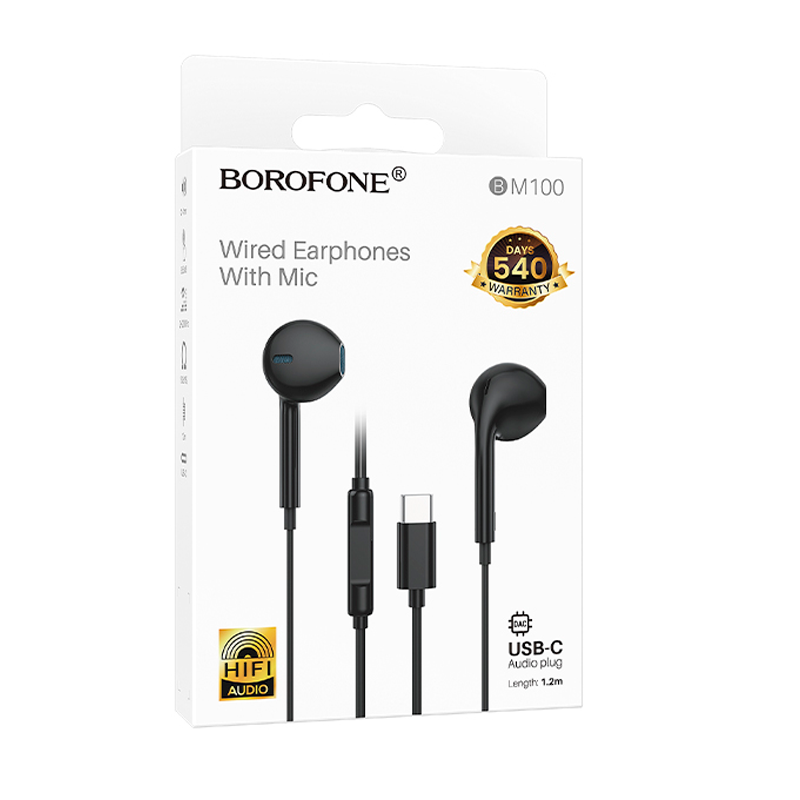 Audífonos In Ear Borofone Bm100 Fuente Tipo C Negro – imagen 3