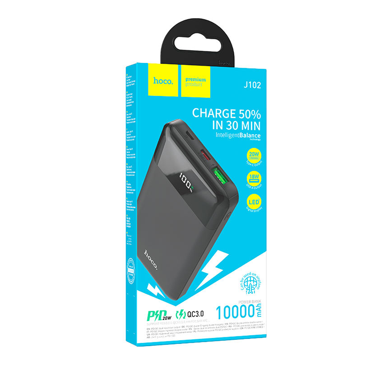 Powerbank Carga Rapida Hoco J102 10000 Mah Negro – imagen 3