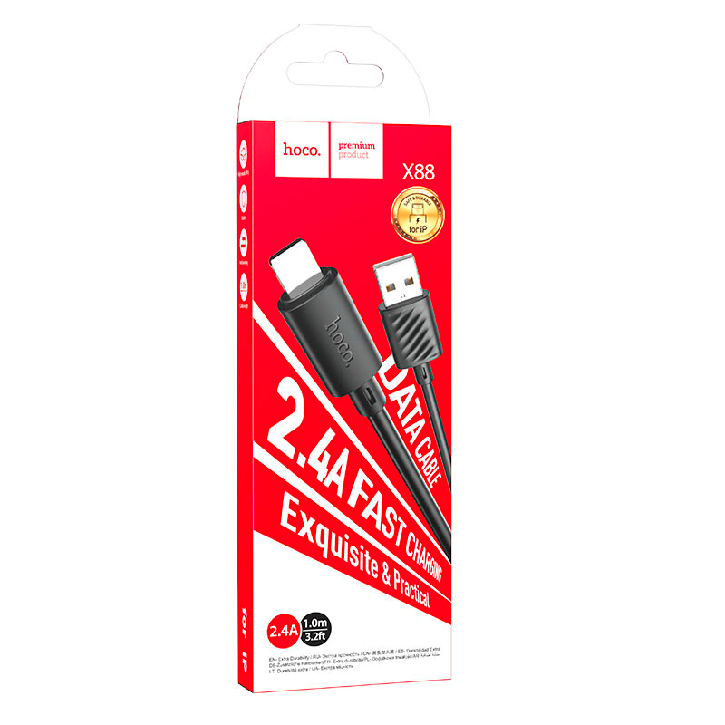 Cable Usb a Lightning Hoco X88 Gratified 60w Negro – imagen 3