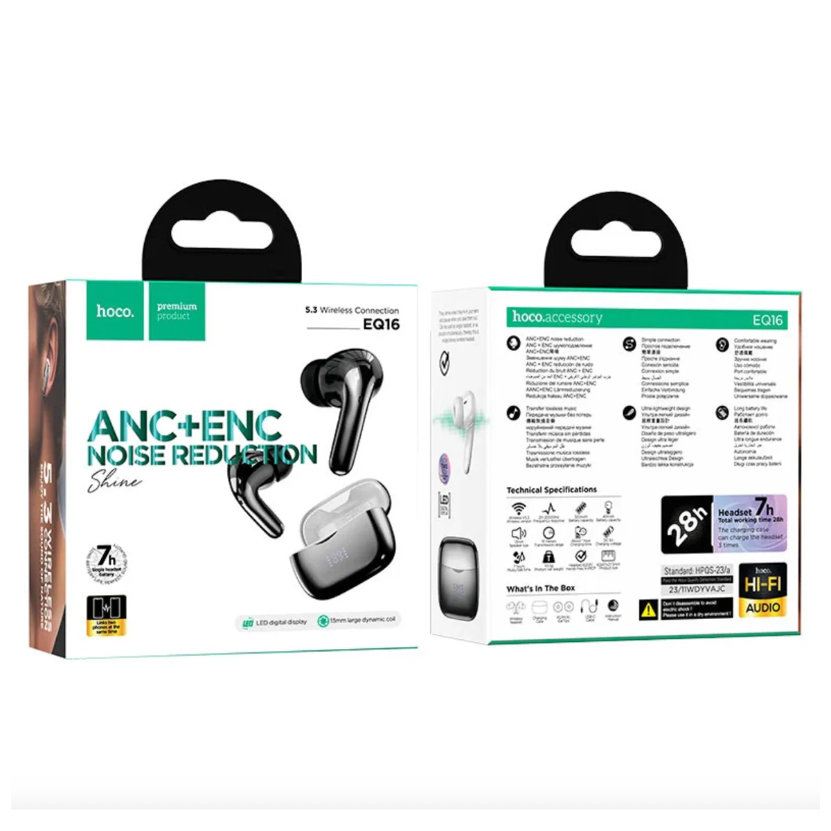 Audífonos Bluetooth Hoco Eq16 Shine Anc Negro – imagen 2