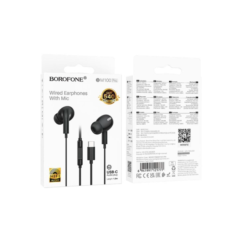 Audífonos In Ear Borofone Bm100 Pro Fuente Tipo C Negro – imagen 3