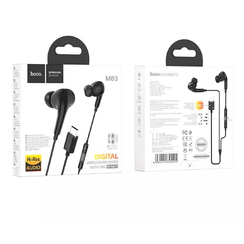 Audífonos In Ear Hoco M83 Tipo C Negro – imagen 3