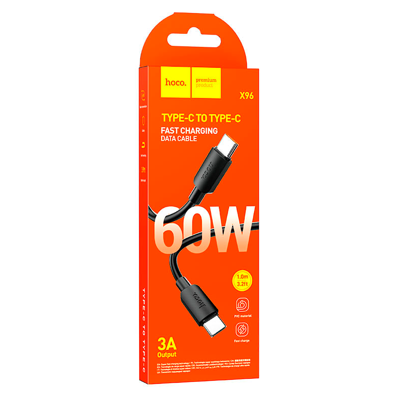 Cable Tipo C a Tipo C 100w Hoco X96 Hyper 1 Metro Negro (copia) – imagen 3