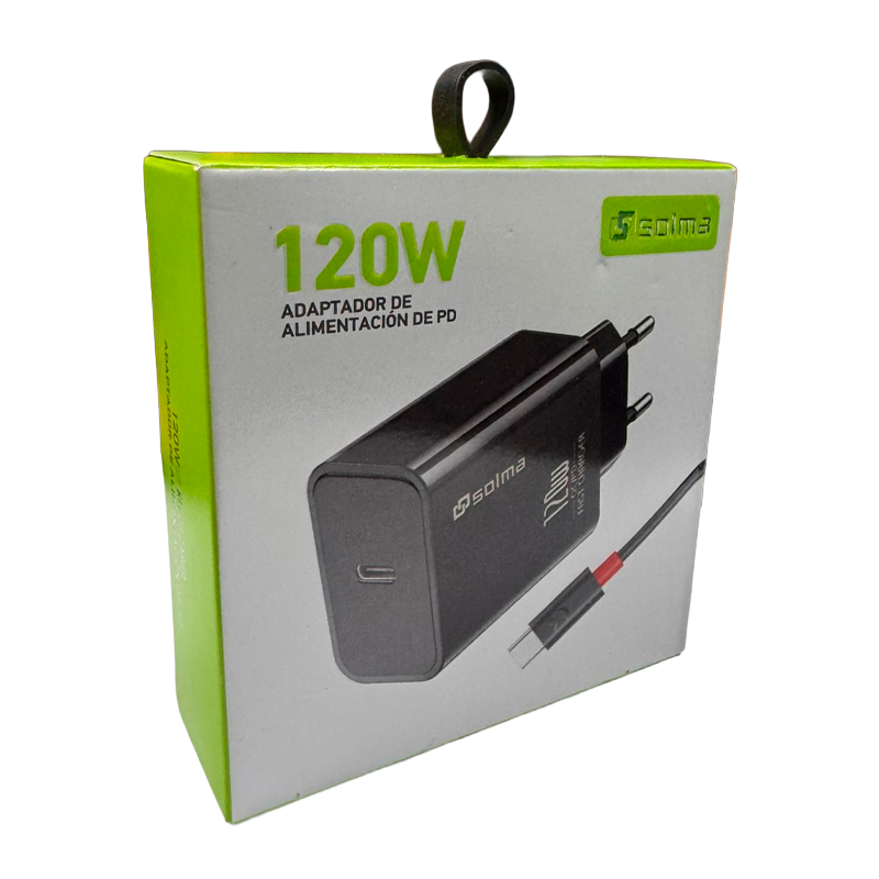 Cargador Carga Rapida Solma 120w + Cable Tipo C Negro