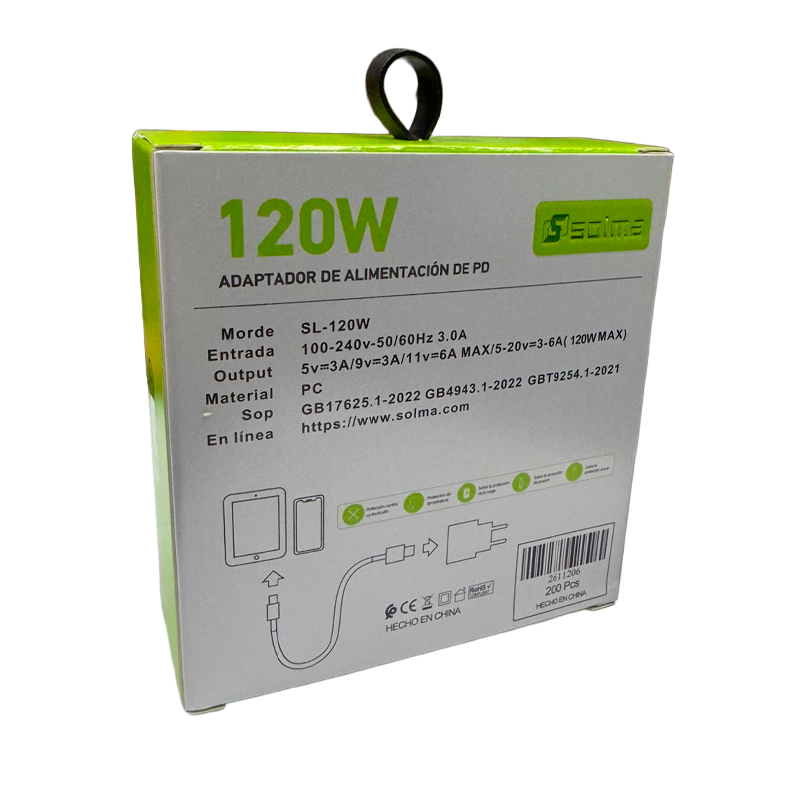 Cargador Carga Rapida Solma 120w + Cable Tipo C Negro – imagen 5