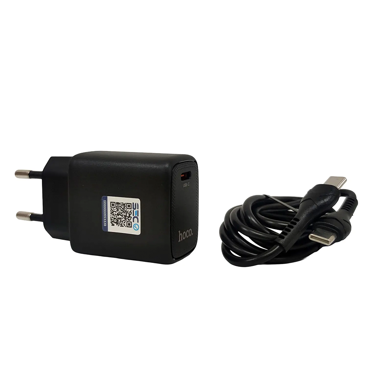 Cargador Carga Rapida Hoco Dc116 30w Tipo C + Cable Negro