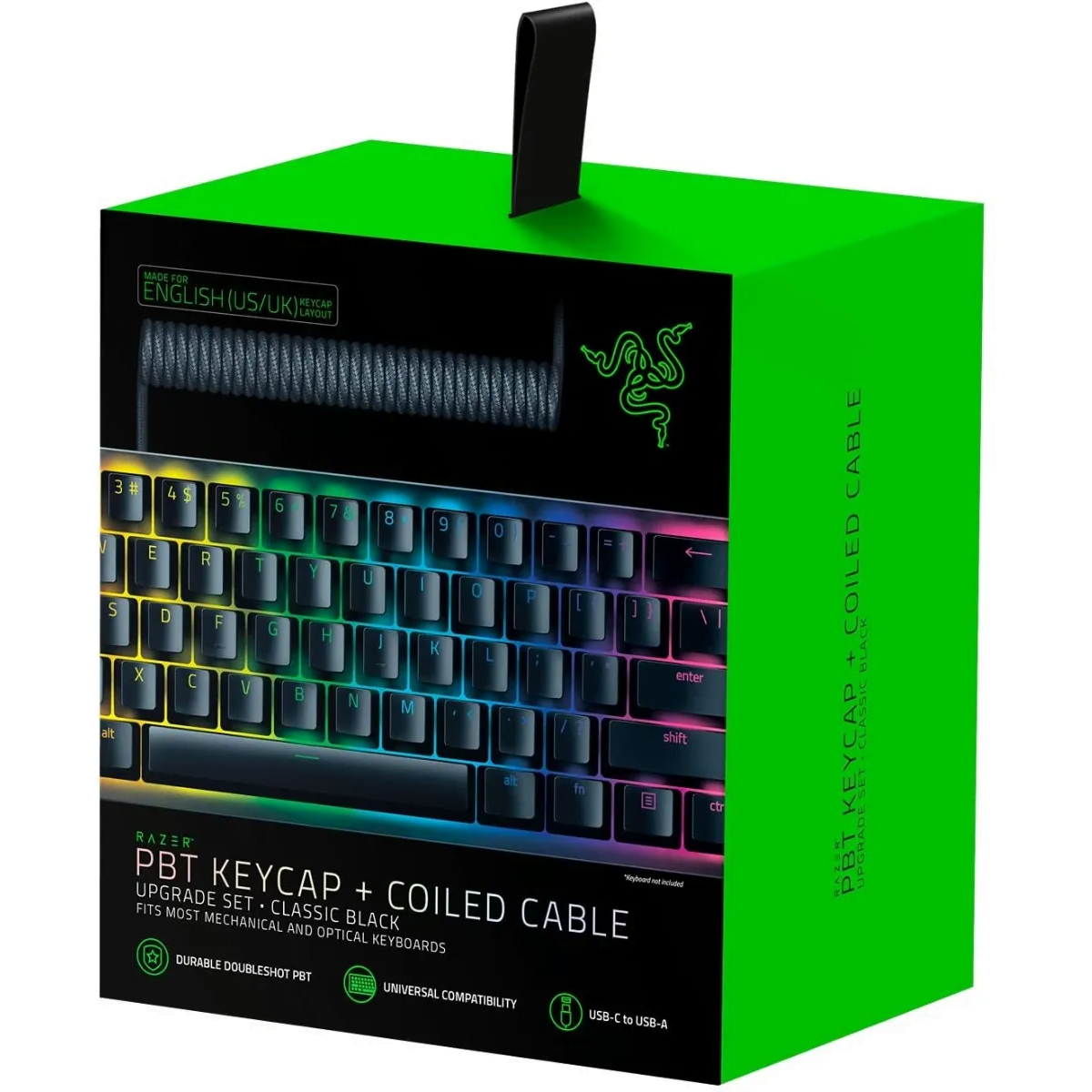 Razer Pbt Keycaps + Cable Para Teclados Mecánicos Ingles Us Negro