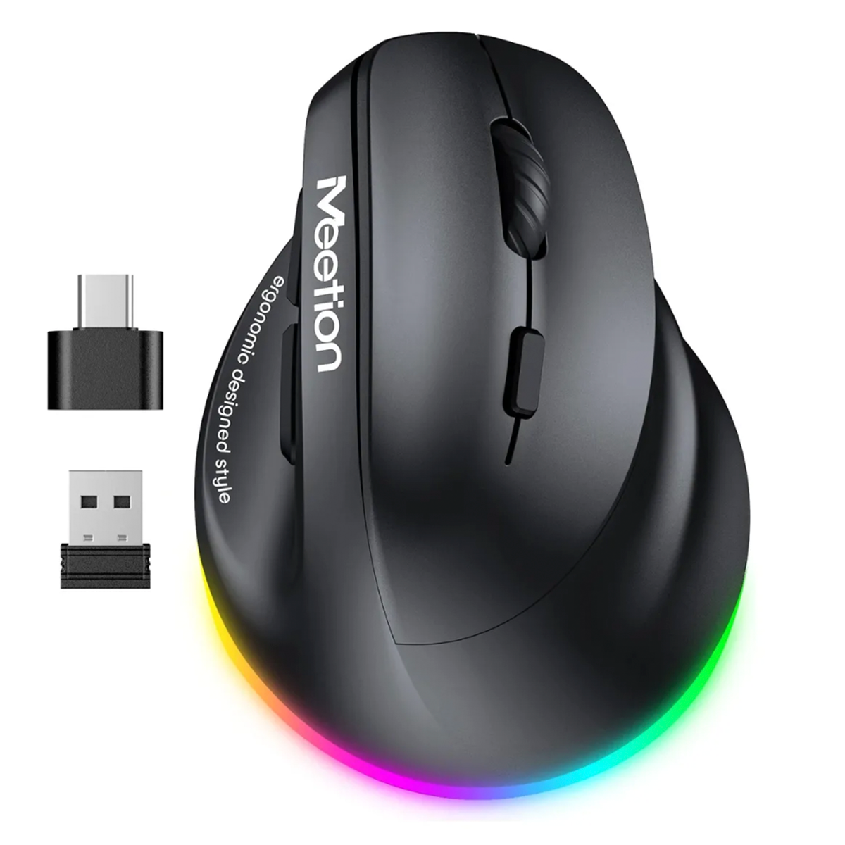 Mouse Vertical Dual Wireless Bluetooth Meetion Btm010b Negro