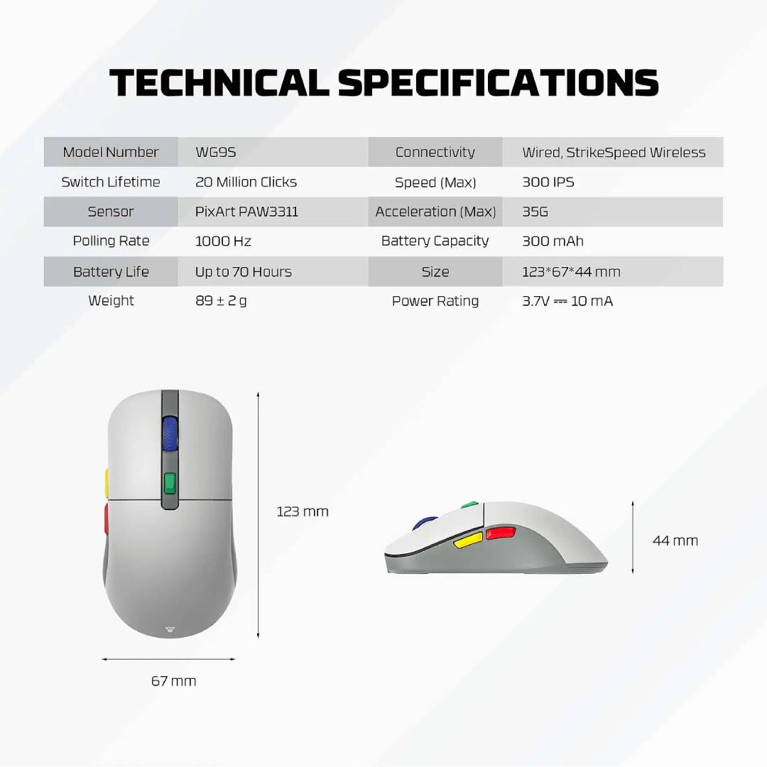 Mouse Inalámbrico Dual Mode Fantech Kanata S Supermaxfit Snes Gris – imagen 4