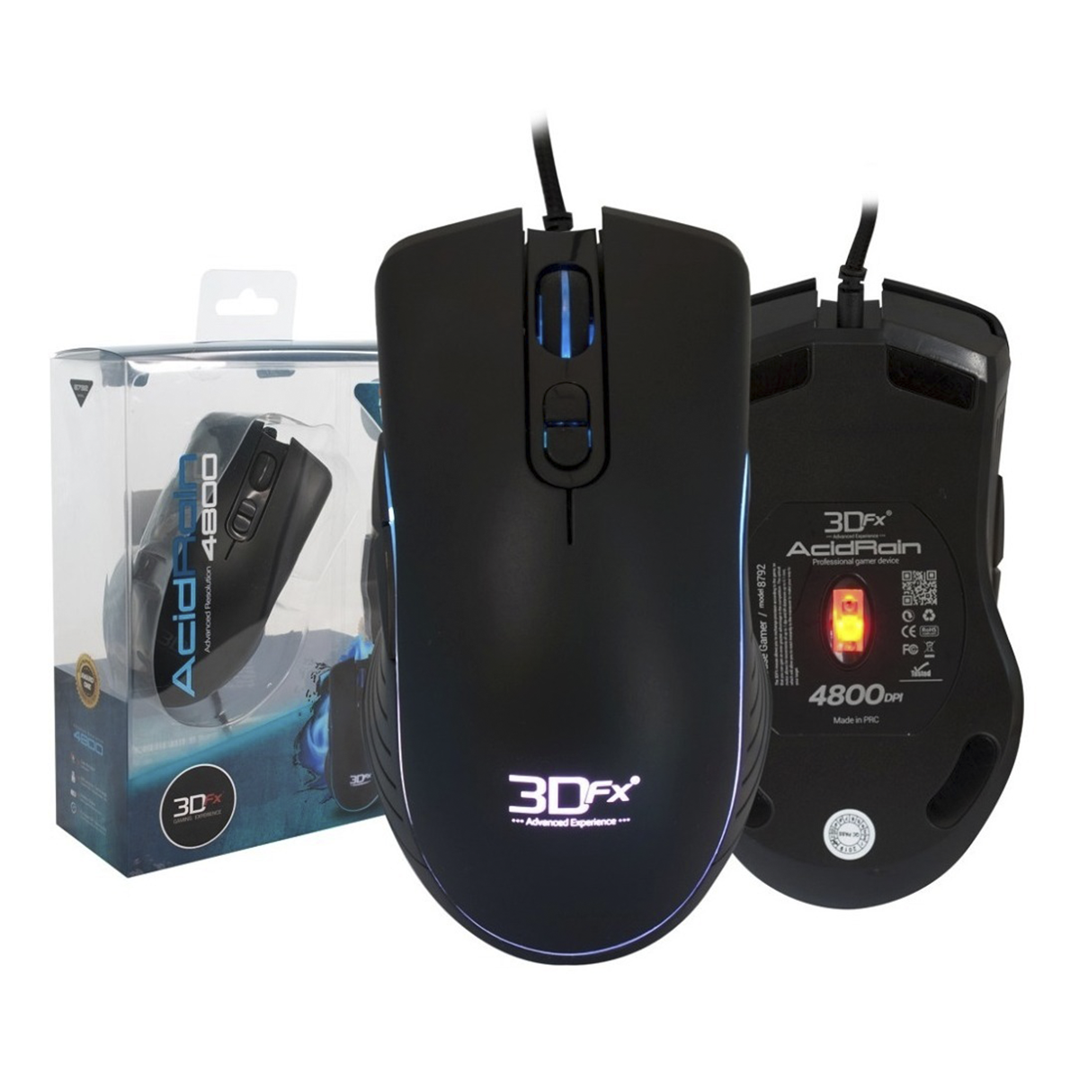 Mouse Gamer 3dfx Acid Rain Professional 4800dpi Negro