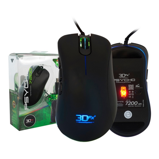 Mouse Gamer 3dfx Psycho Professional 7200dpi Negro