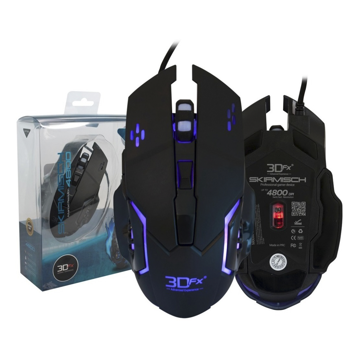 Mouse Gamer 3dfx Skirmisch Professional 4800dpi Negro