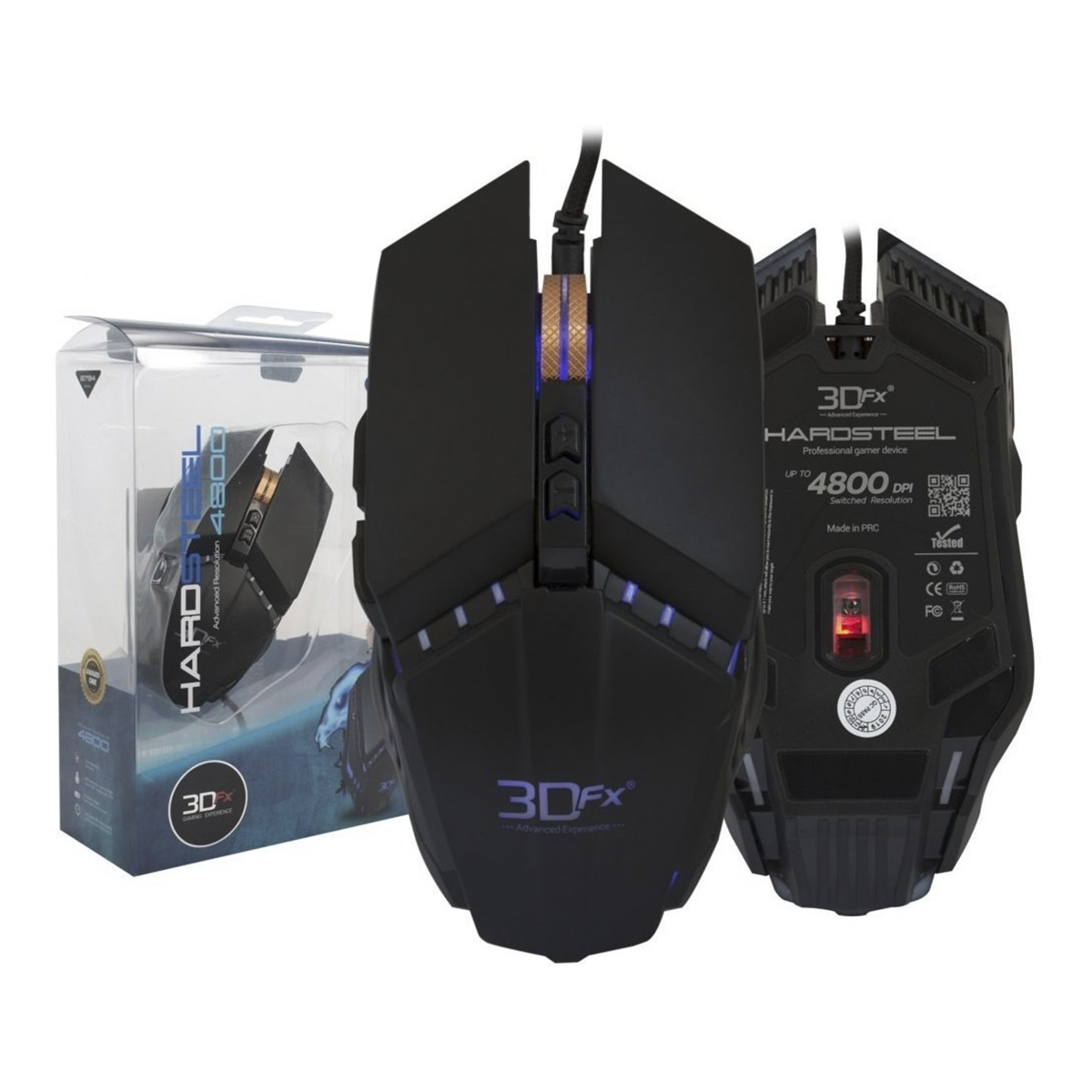 Mouse Gamer 3dfx Hardsteel Professional 4800dpi Negro