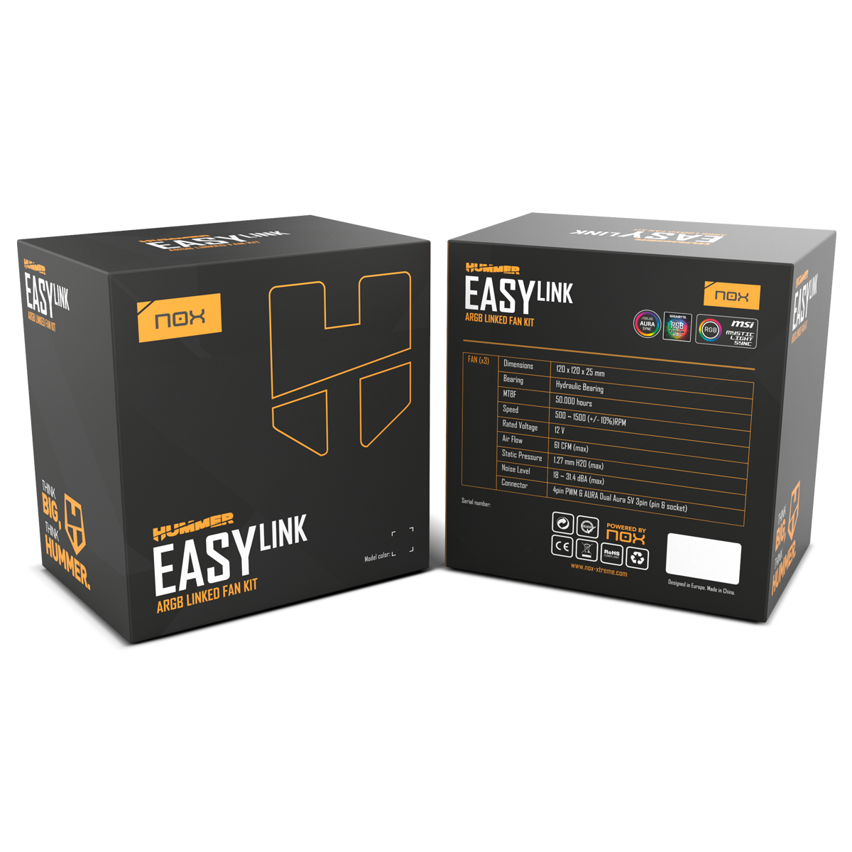 Ventilador Interno Nox Hummer Easylink Argb 120mm 3 Unidades Negro – imagen 7