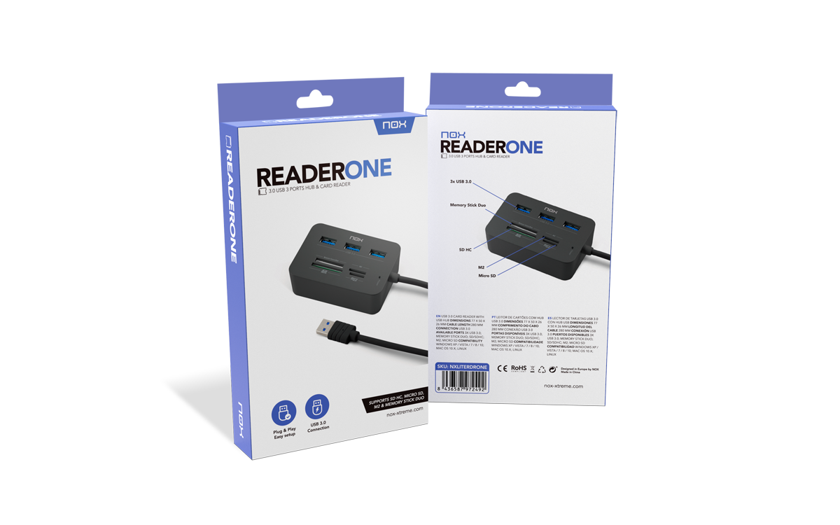 Adaptador Hub Reader One Nox 7 en 1 Usb 3.0 Negro – imagen 4