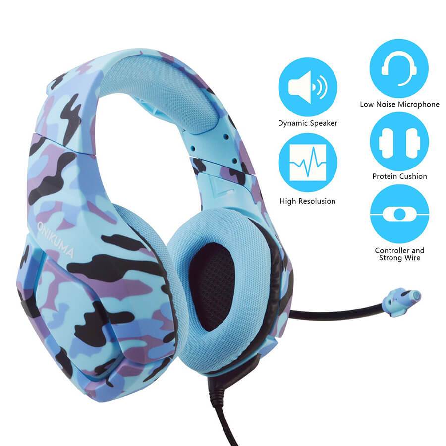 Audífonos Gamer Onikuma K1-B Pc Ps4 Xbox Camu Azul – imagen 3
