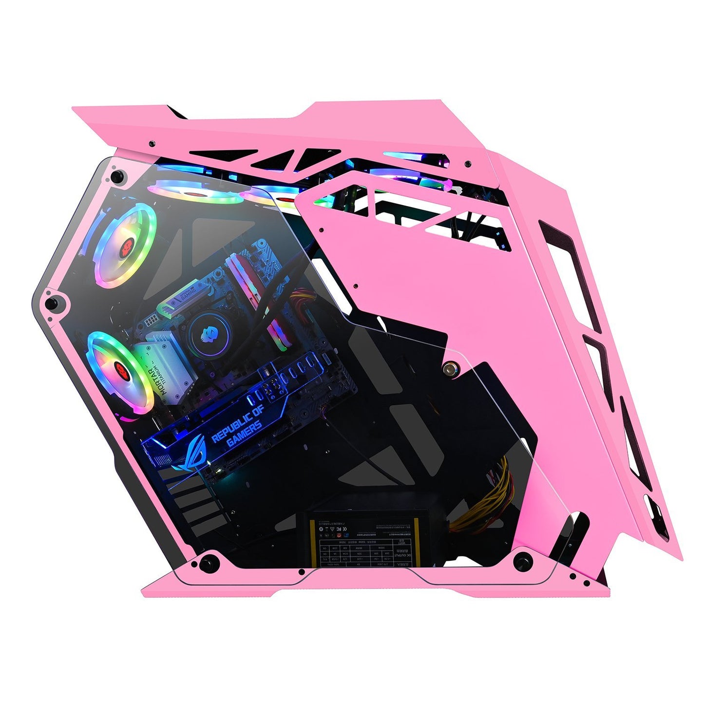 Gabinete Gamer Power Train Daka Plus Rosado – imagen 2