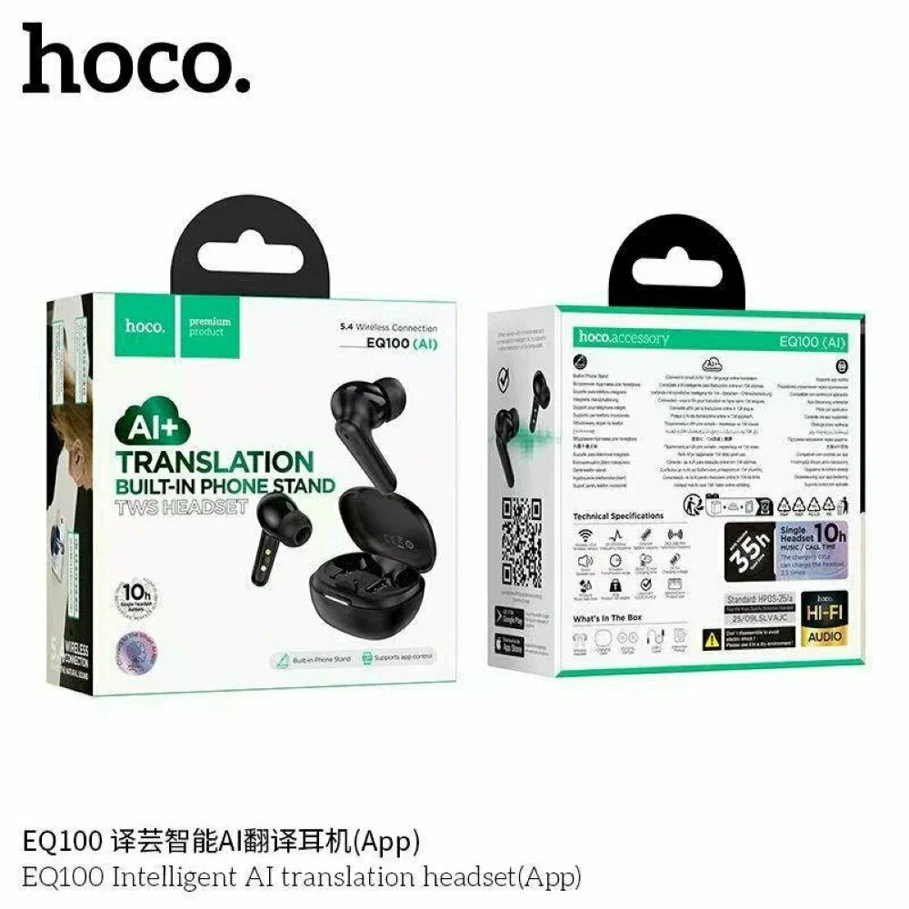 Audífonos Bluetooth In Ear Hoco Eq100 Stand Traductor Ai Negro – imagen 3
