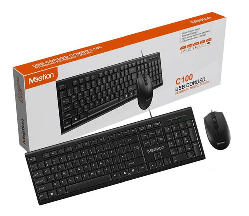 Kit Teclado + Mouse Alambrico Meetion Mt-C100 Español Negro – imagen 2