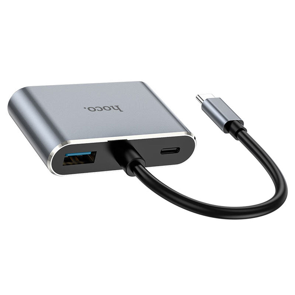 Adaptador Hoco Hb30 Eco Tipo C a HDTV Vga Usb3.0 PD Gris – imagen 2
