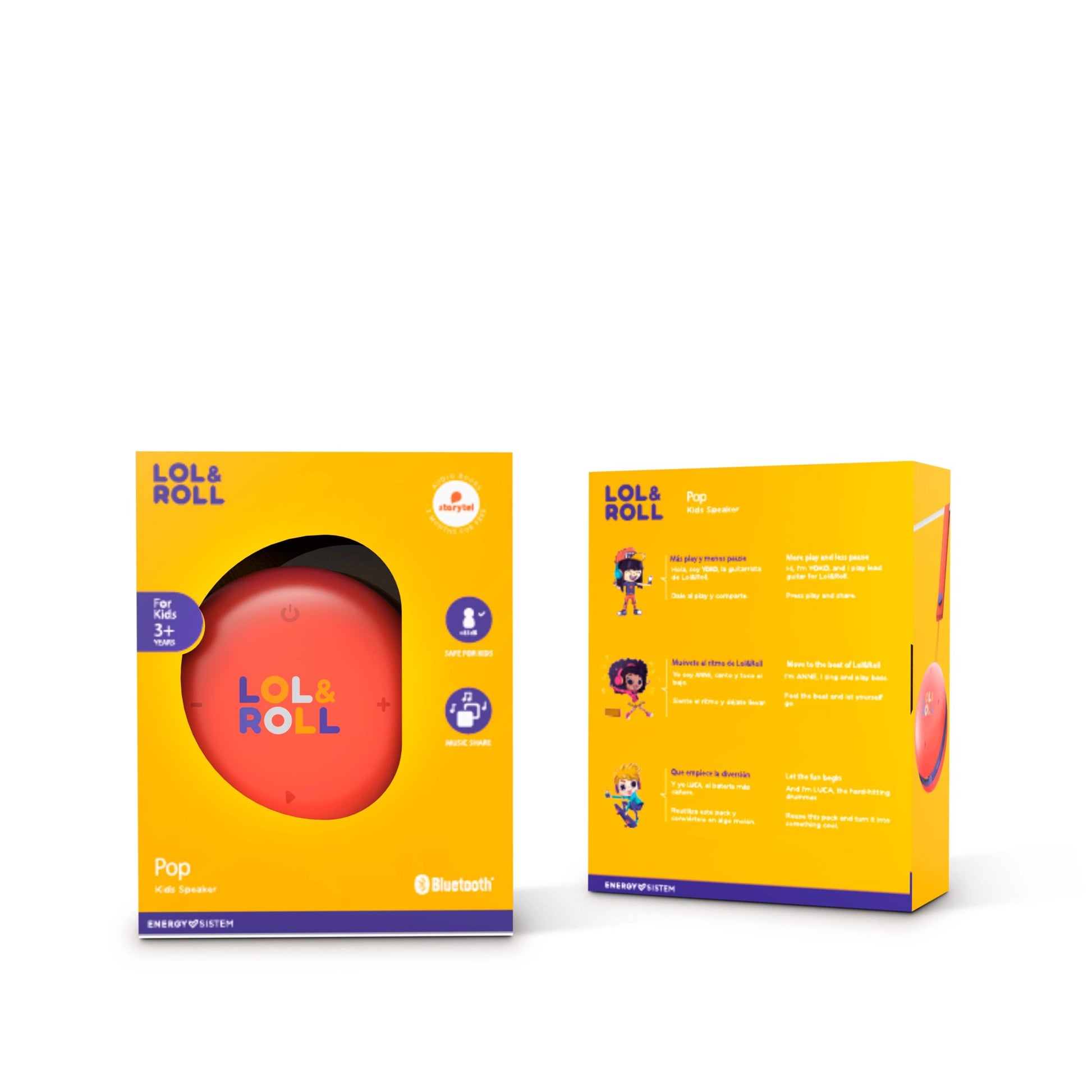 Parlante Bluetooth Portátil Energy Sistem Lol&Roll Pop Kids Naranjo – imagen 3