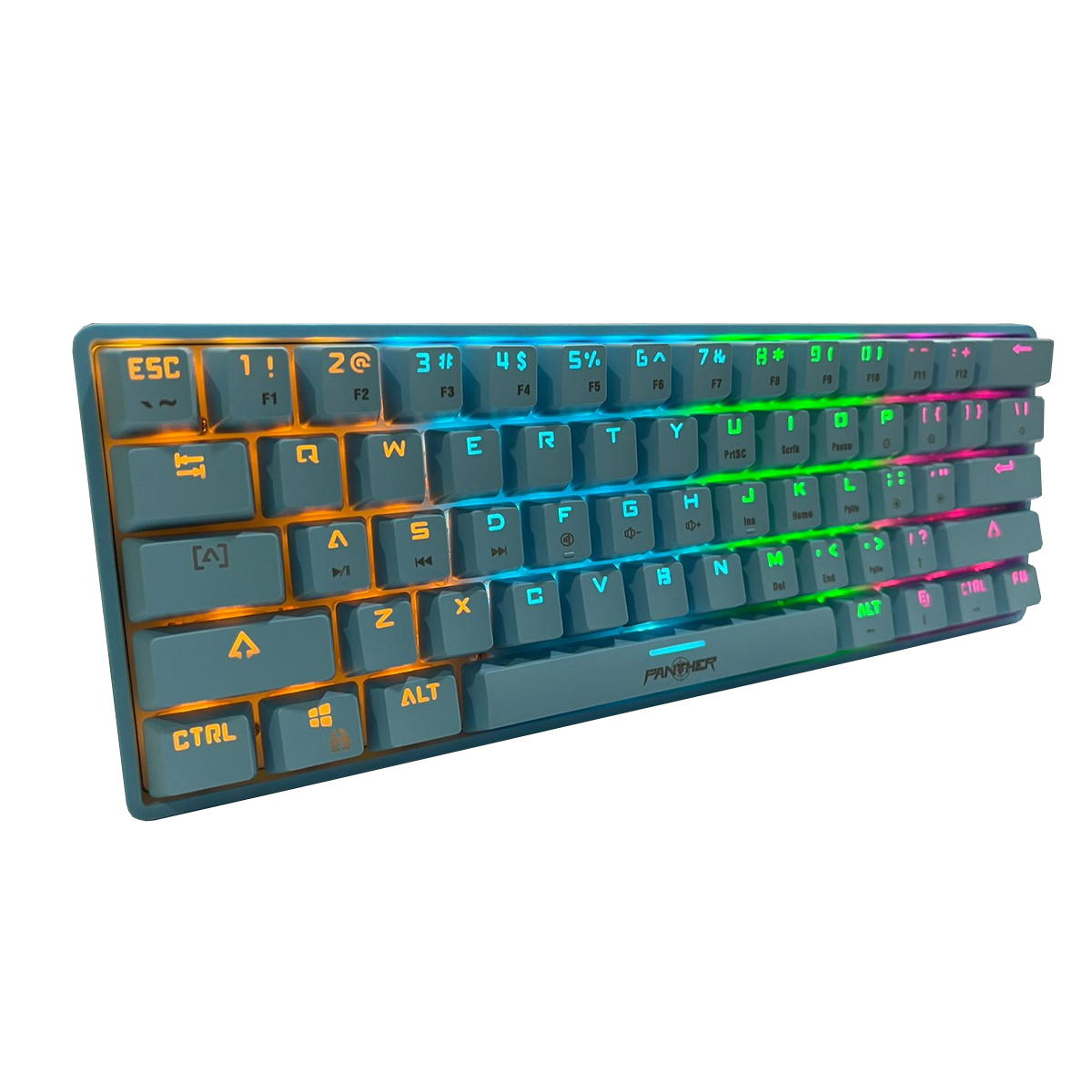 Teclado Gamer Mecanico Panther 60% Pm-615 Led Ingles Azul