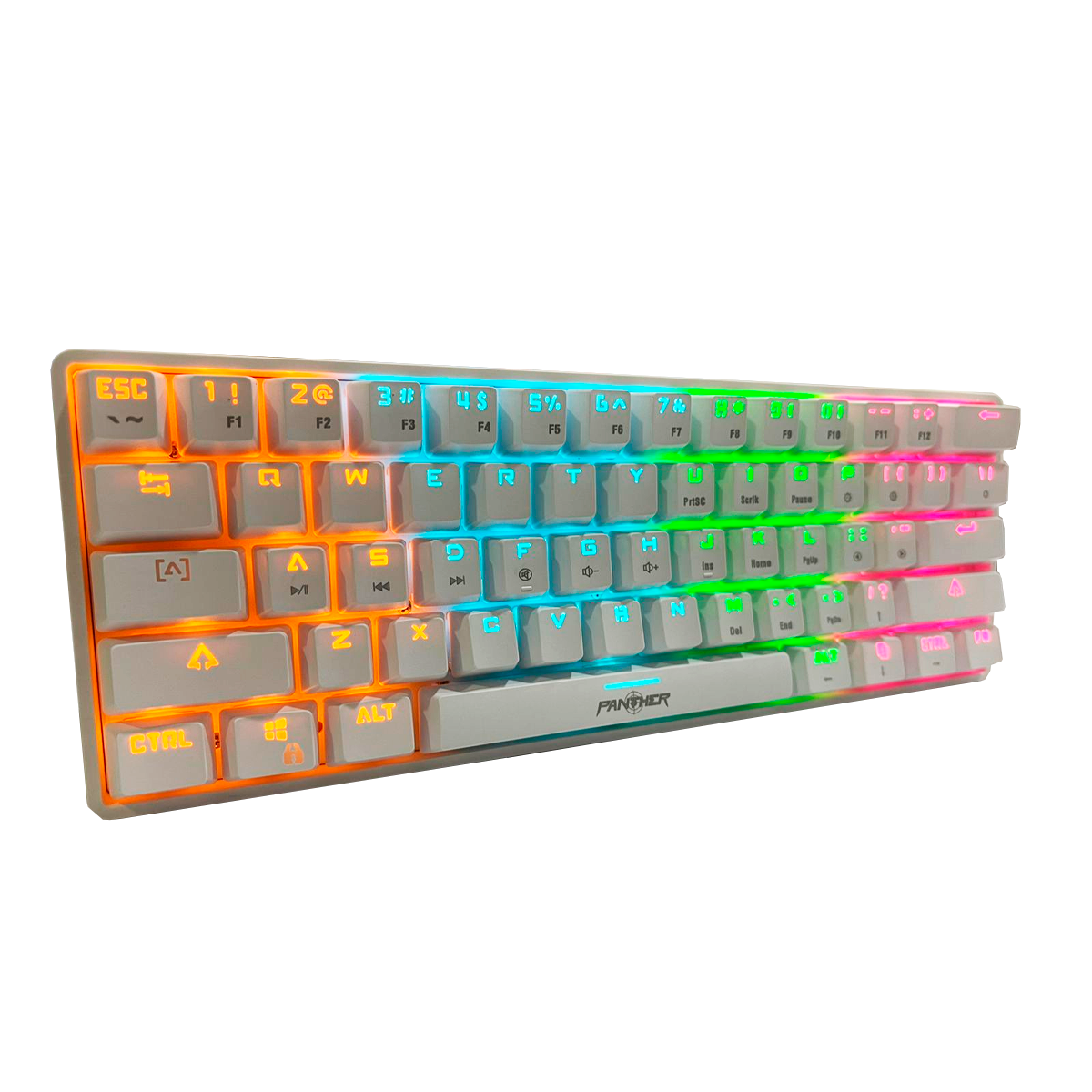 Teclado Gamer Mecanico Panther 60% Pm-615 Led Ingles Blanco