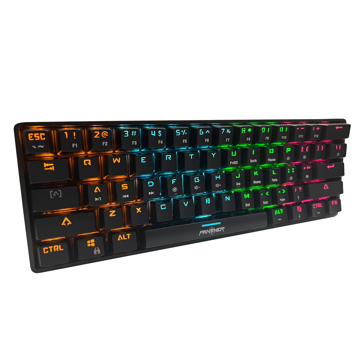 Teclado Gamer Mecanico Panther 60% Pm-615 Led Ingles Negro