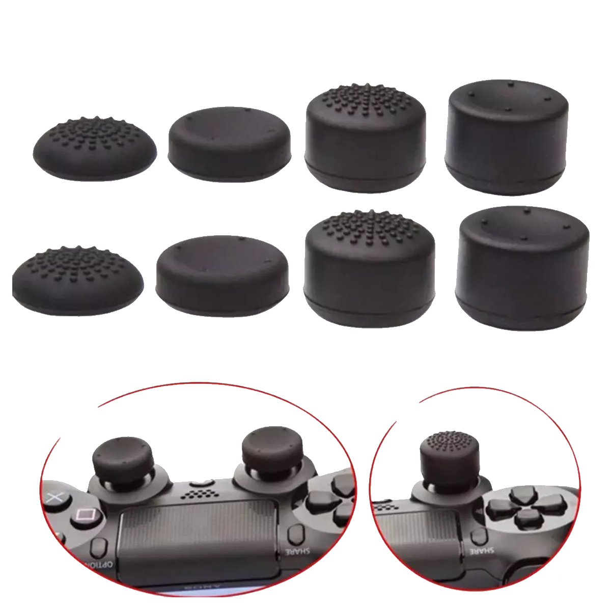 Set Gomas Analogos Thumbs Grips Para Ps4 Ps5 8 en 1 Azul – imagen 2