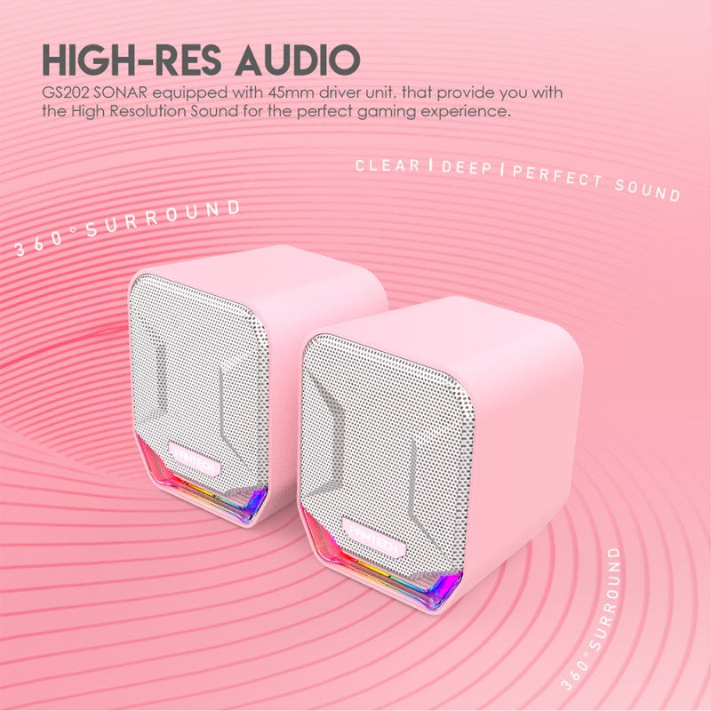 Parlantes Gamer Fantech Sonar Gs202 Rgb Sakura Edition Rosado – imagen 3