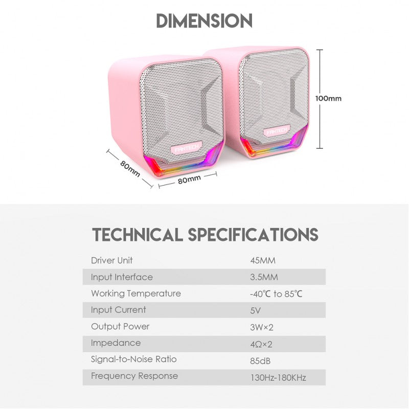 Parlantes Gamer Fantech Sonar Gs202 Rgb Sakura Edition Rosado – imagen 2