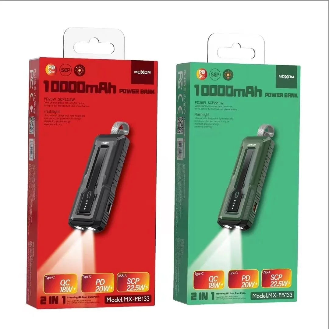 Powerbank Bateria Portatil 10000 Mah Moxom MX-PB133 Linterna Negro – imagen 3
