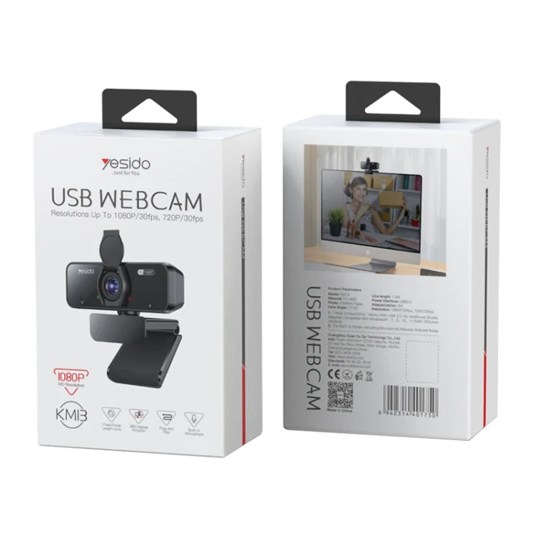 Camara Webcam Usb Yesido Km13 1080p Full HD Negro – imagen 2
